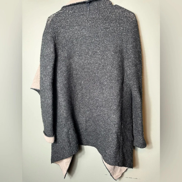 Zara Knit Grey Draped Lapel Open Wool Blend Cardigan Sweater Women's Size Medium - Picture 4 of 6